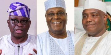 Fayose Accuses Atiku, Tambuwal of Wrecking PDP as Party Crisis Deepens Photo combo of Fayose, Atiku and Tambuwal