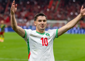 Brahim Diaz celebrates scoring a goal