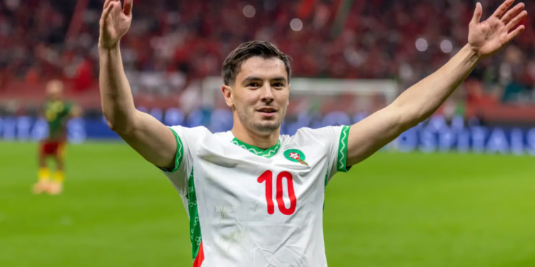 Brahim Diaz celebrates scoring a goal