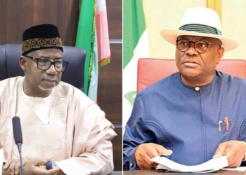 Photo combo of Bala Mohammed and Wike