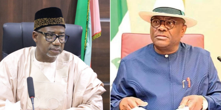 Photo combo of Bala Mohammed and Wike