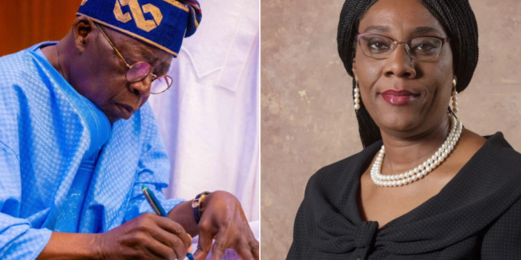 Photo combo of President Bola Tinubu and Olugbemisola Odusote