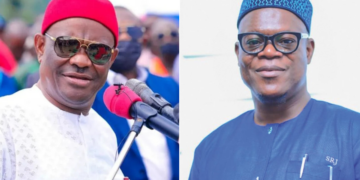 Wike Tells APC National Secretary to Stay Out of Rivers Politics Photo combo of Wike and Bashiru