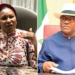 Photo combo of Ireti Kingibe and Nyesom Wike