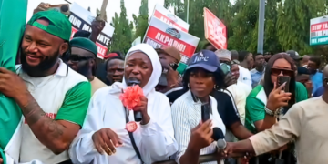 “All We Are Asking For Is Real-Time Electronic Transmission” – Aisha Yesufu Leads Occupy National Assembly Protest Photo of Aisha Yesufu