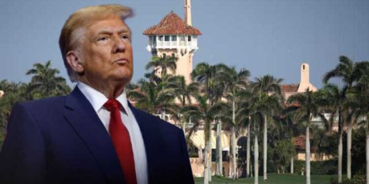 Photo combo of Trump and his Mar-a-Lago Estate in Florida