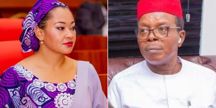 Photo combo of Senator Natasha Akpoti-Uduaghan and Senator Patrick Ndubueze