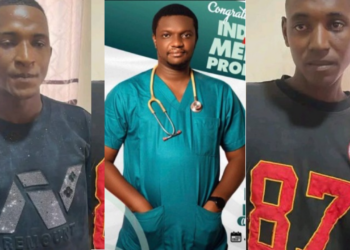 Suspected kidnappers (R) and (L), Edo doctor (m)