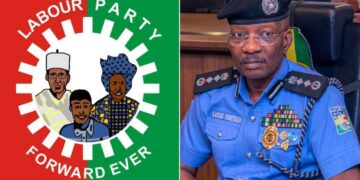 Photo combo of labour party logo and Kayode Egbetokun