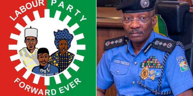 Photo combo of labour party logo and Kayode Egbetokun