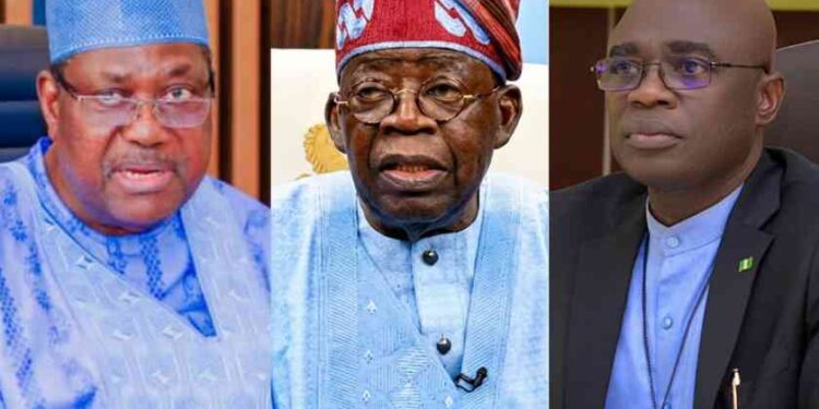 Photo combo of Akume, Tinubu and Alia