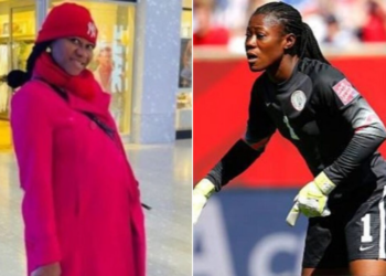 Photo combo of Ex-Nigeria Goalkeeper Precious Dede