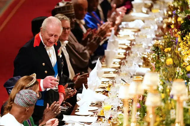 Tinubu at the State banquet, Windsor Castle with King Charles III