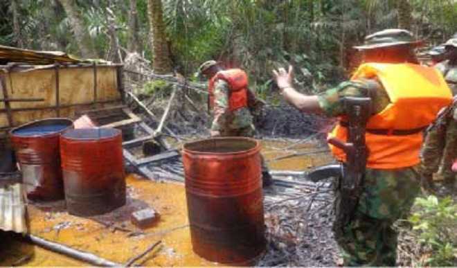 Navy destroys illegal crude oil storage site