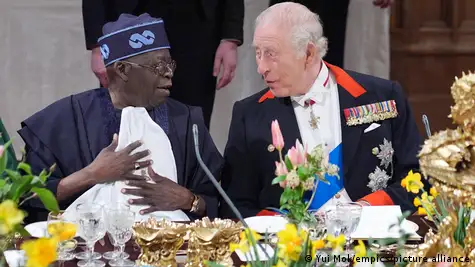 Tinubu at the State banquet, Windsor Castle with King Charles III