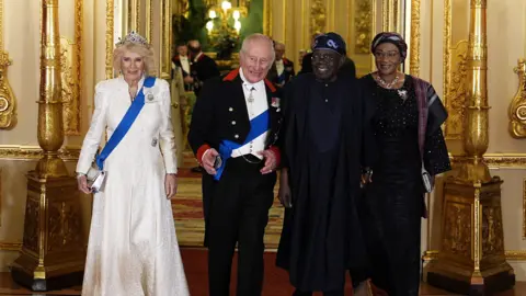Tinubu at the State banquet, Windsor Castle with King Charles III
