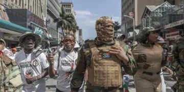 Members of Operation Dududla join members of March and March Movement during a national campaign protest in Durban.