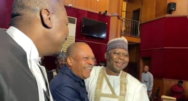 Appeal Court to Deliver Judgment on PDP Leadership Dispute Anyanwu and Turaki (L-R: second and third)