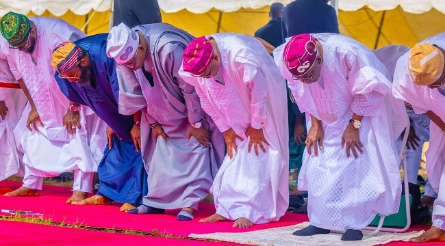 Tinubu Joins Muslims for Eid Celebration