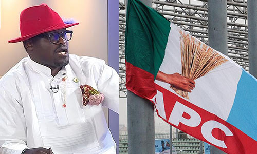 Photo combo of Fubara Dagogo and APC flag