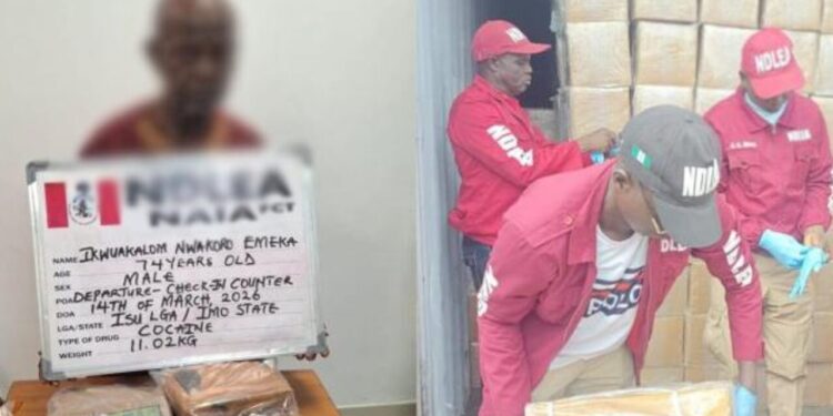 NDLEA Arrests 74-Year-Old Man with 11kg Cocaine NDLEA Arrests 74-Year-Old Man