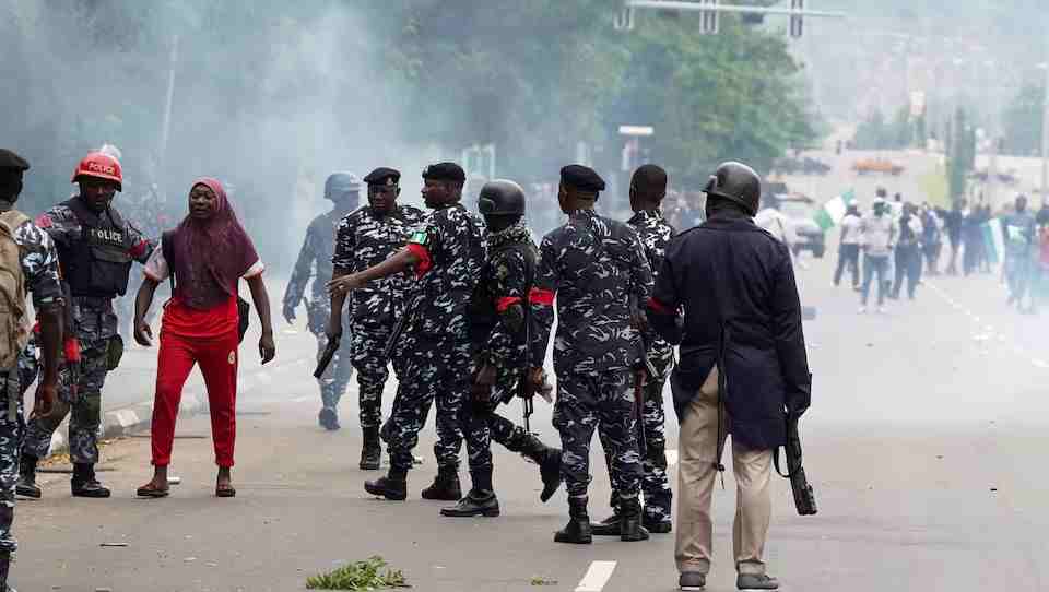 Nigerian security detain a demonstrator during the protest against bad governance and economic hardship in Abuja August 1 2024. REUTERS Marvellous Durowaiye