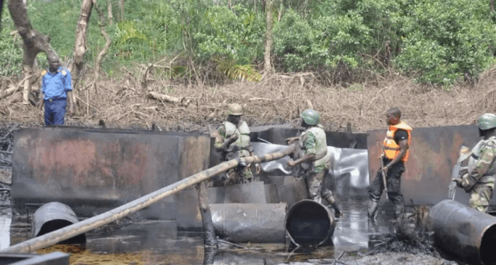 Navy destroys illegal crude oil storage site