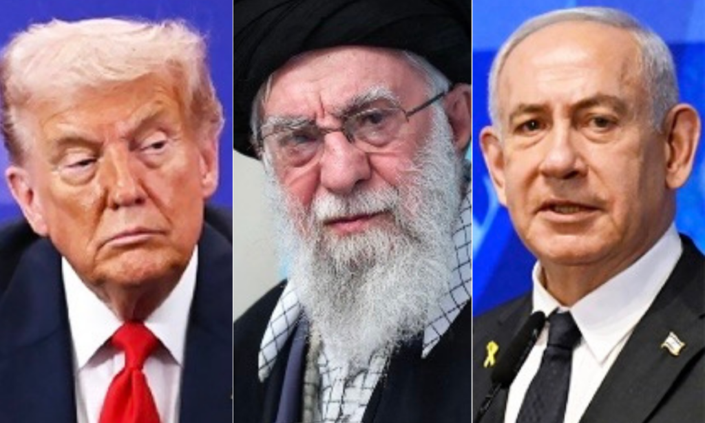 US President Donald Trump, Israeli Prime Minister Benjamin Netanyahu, and Iran’s Supreme Leader Ayatollah Ali Khamenei