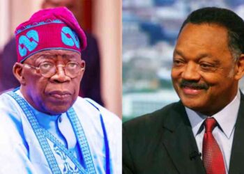 Photo combo of Bola Tinubu and Jesse Jackson
