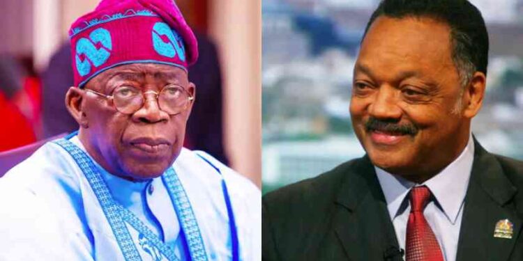 Photo combo of Bola Tinubu and Jesse Jackson