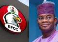 Photo combo of EFCC Logo and Yahaya Bello