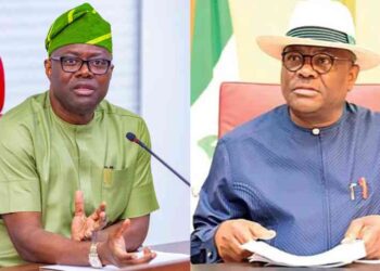 Photo combo of Makinde and Wike