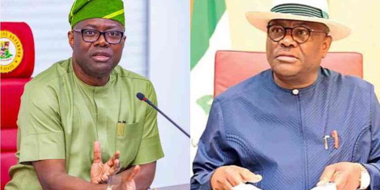 Photo combo of Makinde and Wike