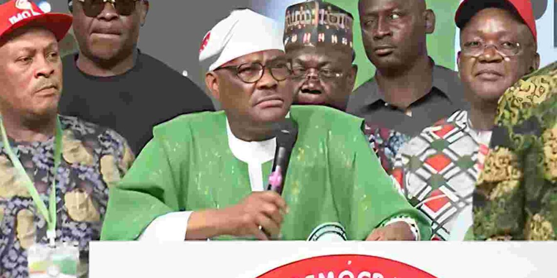 Wike at the PDP convention in Abuja