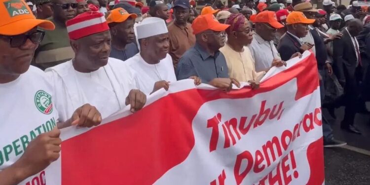 ADC Leaders Protest in INEC