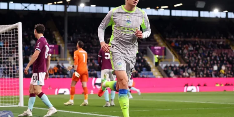 Haaland in Burnley vs Manchester City game