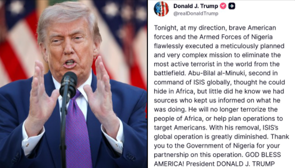 Trump Announces Killing of ISIS Deputy in Joint US-Nigeria Military Operation Donald Trump's announcement