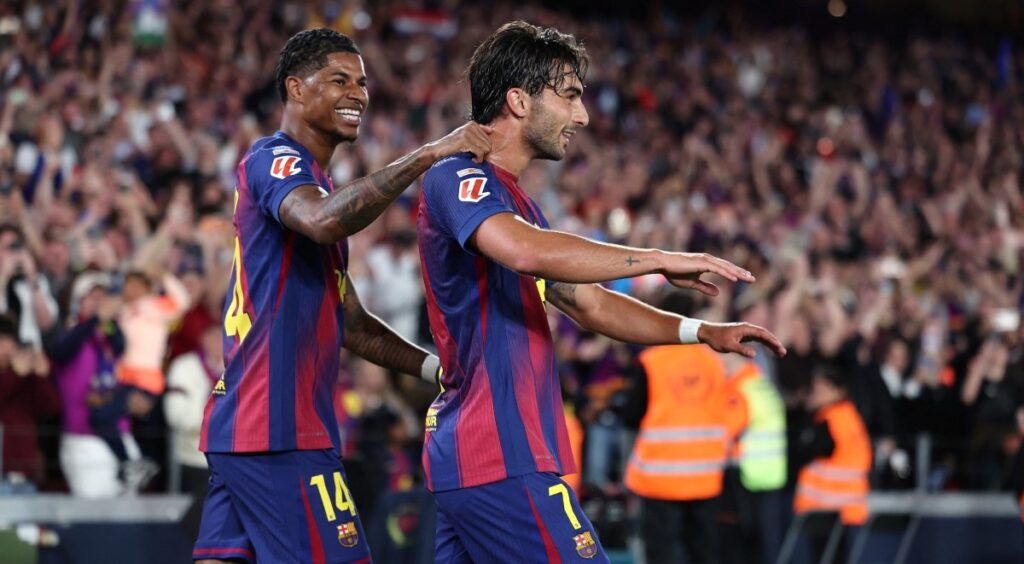 Barca Crowned Spanish Champions Marcus Rashford and Ferran Torres