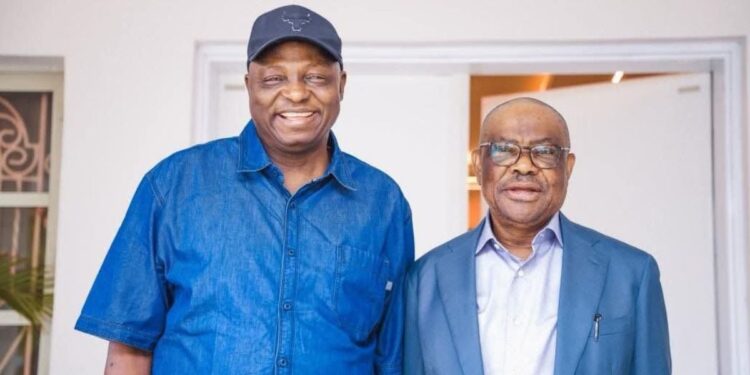 Wike Meets APC Chairman Over Rivers Crisis Photo of Nentawe Yilwatda and Nyesom Wike